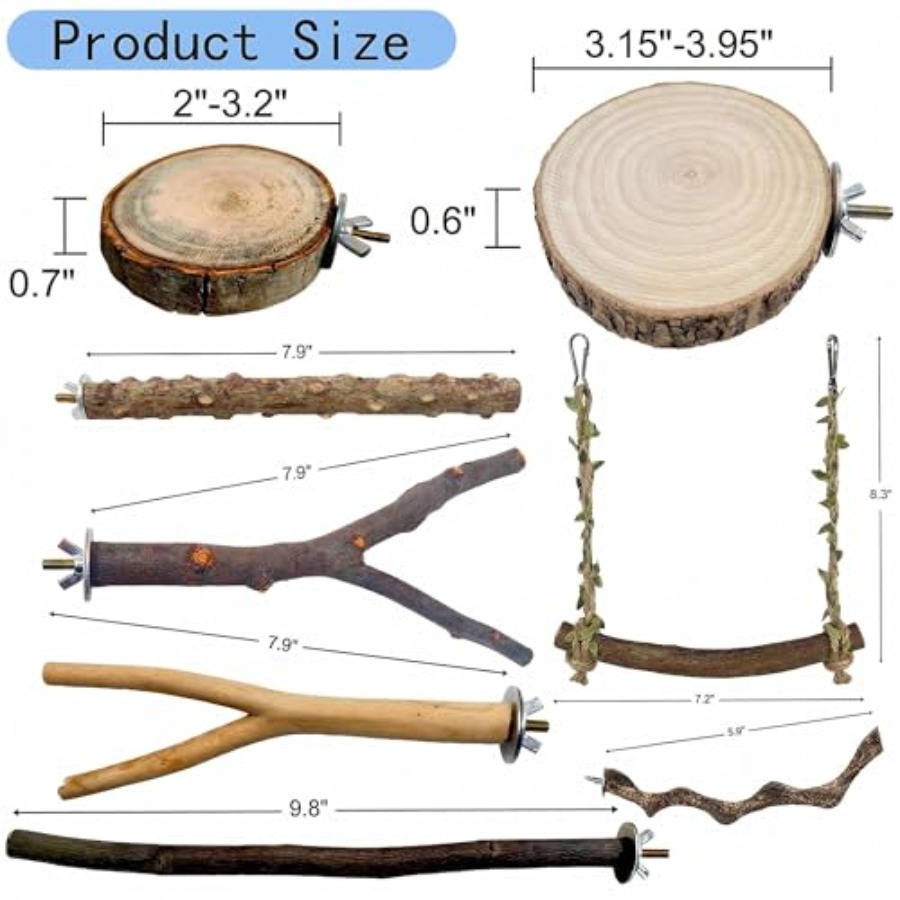 8PCS natural wood bird perches - Health & Wellness Nurse Coach review and price